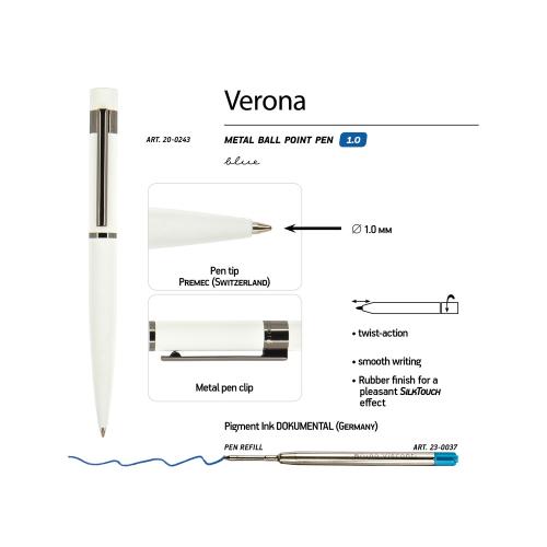 Ручка Verona шариковая автоматическая, белый металлический корпус, 1.0 мм; - купить необычные сувениры в Воронеже