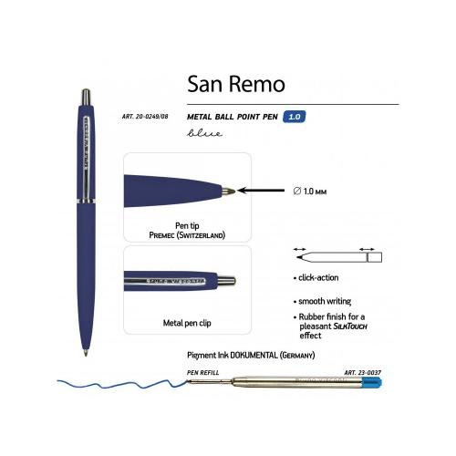 Ручка металлическая шариковая San Remo, 1,0мм, синие чернила; - купить необычные сувениры в Воронеже