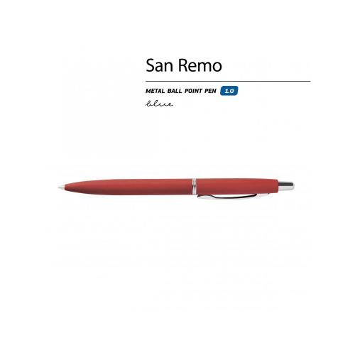 Ручка SAN REMO шариковая, автоматическая, красный  металлический корпус 1.00 мм; - купить необычные подарки в Воронеже