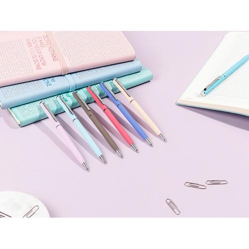 Ручка шариковая автоматическая BrunoVisconti® PALERMO цвет корпуса голубой, soft-touch; - купить именные сувениры в Воронеже