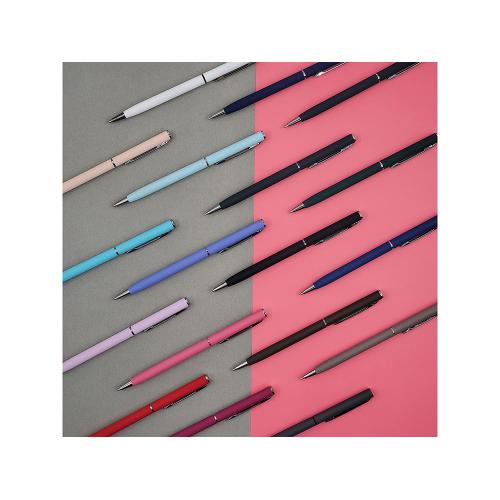 Ручка шариковая автоматическая BrunoVisconti® PALERMO цвет корпуса серый, soft-touch; - купить именные сувениры в Воронеже