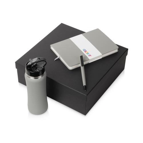 Подарочный набор c блокнотом C2, ручкой и бутылкой, серый
