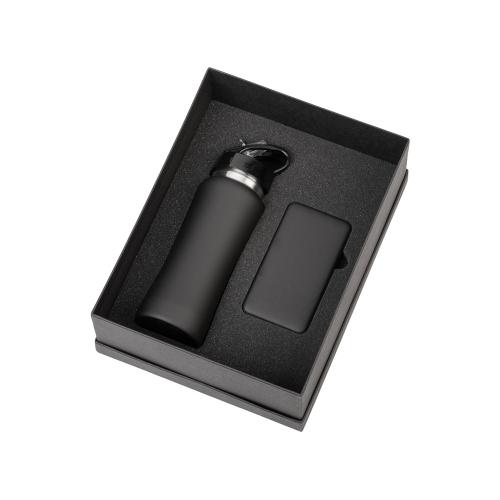Подарочный набор с бутылкой для воды и повербанком С1, 5000 mAh, черный