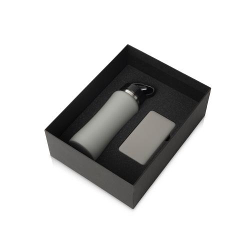 Подарочный набор с бутылкой для воды и повербанком С2, 10000 mAh, серый
