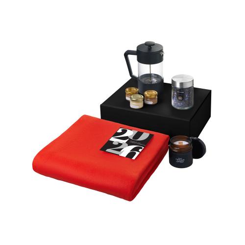 Подарочный набор c пледом, френчпрессом, чаем и медом; - купить необычные подарки в Воронеже