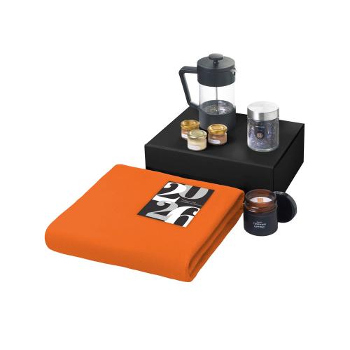 Подарочный набор c пледом, френчпрессом, чаем и медом; - купить необычные подарки в Воронеже