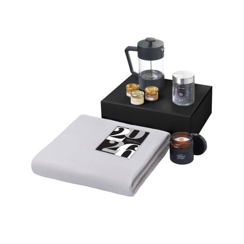 Подарочный набор c пледом, френчпрессом, чаем и медом; - купить необычные подарки в Воронеже