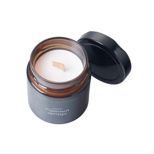 Свеча в стеклянной коричневой банке 200мл, аромат Пряный цирус; - купить необычные сувениры в Воронеже