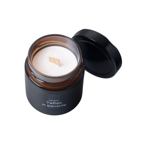 Свеча в стеклянной коричневой банке 200мл, аромат Табак и ваниль; - купить необычные сувениры в Воронеже