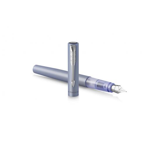Перьевая ручка Parker Vector XL Silver Blue CT, цвет чернил blue, перо: F/M; - купить необычные сувениры в Воронеже