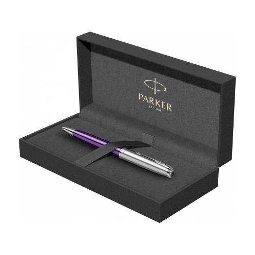 Шариковая ручка Parker Sonnet Essentials Violet SB Steel CT, цвет чернил black, перо: M; - купить именные сувениры в Воронеже