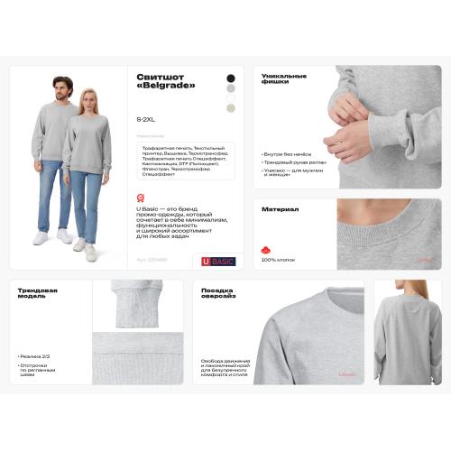 Свитшот оверсайз с рукавом реглан Belgrade, унисекс; - купить необычные подарки в Воронеже