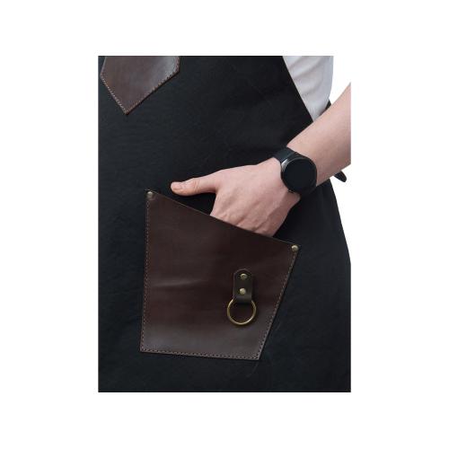 Фартук из канваса с ремнями из натуральной кожи, материал: канвас смесовый, плотность 450 гр/м, натуральная кожа КРС, цвет черный; - купить необычные сувениры в Воронеже