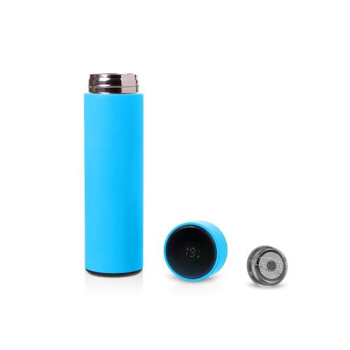 Термос FAMILY MARK LED, soft touch (Голубой)