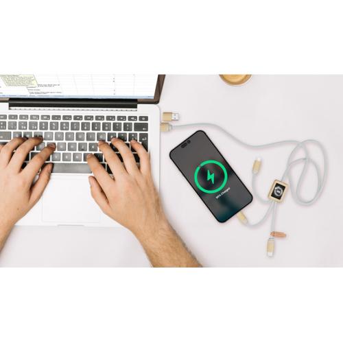 Кабель для зарядки 5-в-1 SCX.design C49 - Светло-коричневый с белой подсветкой; - купить подарки с логотипом в Воронеже