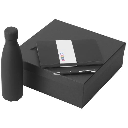 Подарочный набор с блокнотом С1, металлической ручкой и термобутылкой, черный