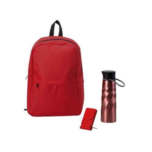 Подарочный набор с магнитным аккумулятором и бутылкой для воды Waterpower, красный