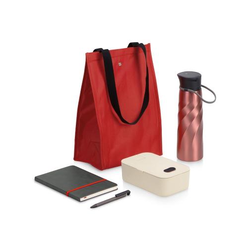 Подарочный набор с блокнотом, ручкой, ланчбоксом и бутылкой для воды Breaktime,красный