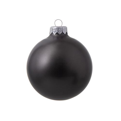 Стеклянный елочный шар Christmas bauble, черный металлик, с серебристым колпачком в черной коробке