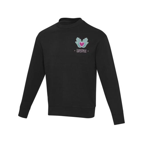 Jet унисекс Aware™ свитер с круглым вырезом из переработанных материалов - сплошной черный; - купить именные сувениры в Воронеже