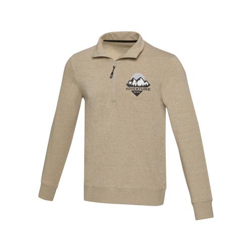 Tin унисекс-свитер с молнией на четверть из переработанных материалов Aware™ - Oatmeal; - купить именные сувениры в Воронеже