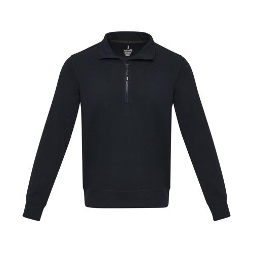 Tin унисекс-свитер с молнией на четверть из переработанных материалов Aware™ - Темно - синий; - купить необычные подарки в Воронеже