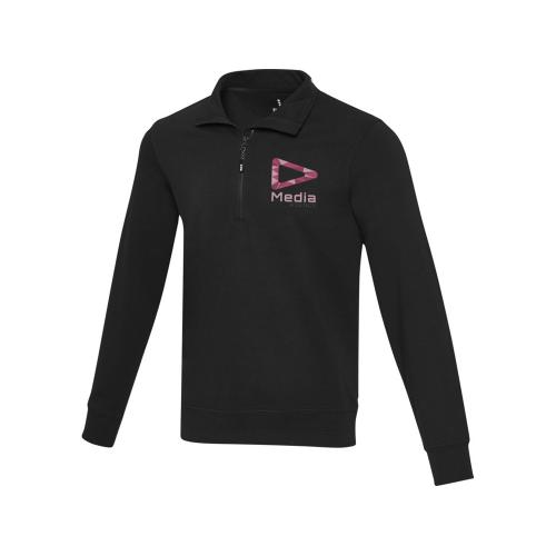 Tin унисекс-свитер с молнией из переработанных материалов Aware™ - сплошной черный; - купить именные сувениры в Воронеже