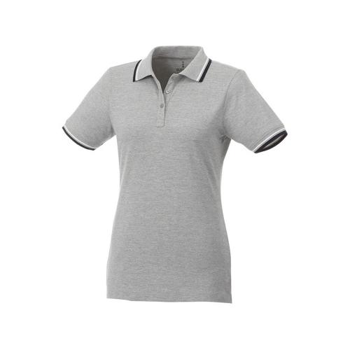 Женская футболка поло Fairfield с коротким рукавом с проклейкой, серый меланж/темно-синий/белый
