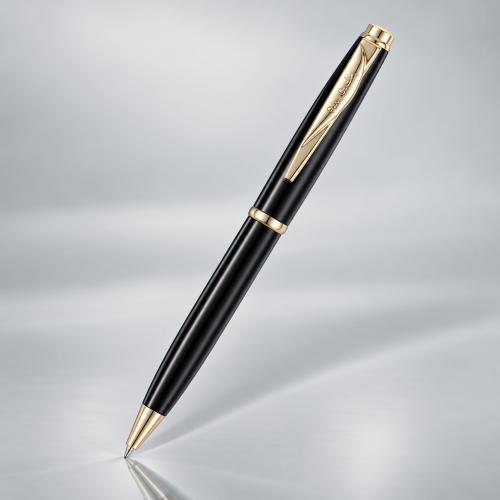 Ручка шариковая Pierre Cardin коллекция ГАММА КЛАССИКА (GAMME CLASSIC). Корпус - латунь с лакированным покрытием. Отделка и детали дизайна - сталь с позолотой. Цвет - черный. Упаковка E.