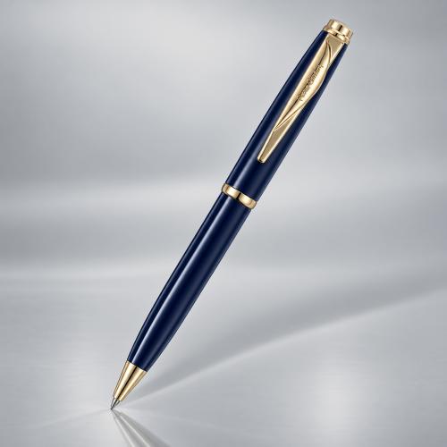 Ручка шариковая Pierre Cardin коллекция ГАММА КЛАССИКА (GAMME CLASSIC). Корпус - латунь с лакированным покрытием. Отделка и детали дизайна - сталь с позолотой. Цвет - синий. Упаковка E.