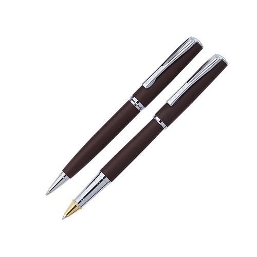 Набор Pierre Cardin PEN&PEN: ручка шариковая + роллер. Цвет - коричневый матовый. Упаковка Е.