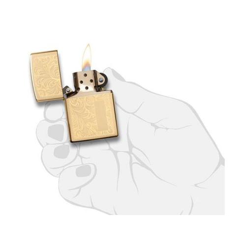 Зажигалка ZIPPO Venetian с покрытием High Polish Brass, латунь/сталь, золотистая; - купить необычные сувениры в Воронеже