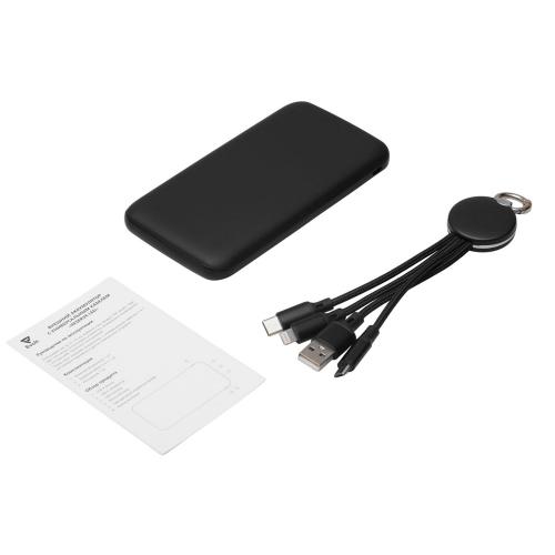 Набор из внешнего акуумулятора и универсального кабеля с подсветкой лого Reserve LED, 10000mAh; - купить именные сувениры в Воронеже