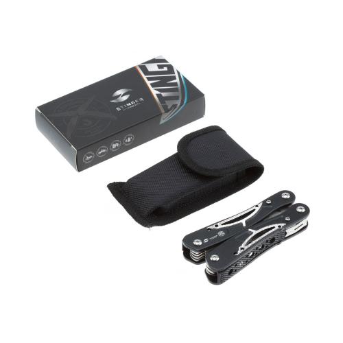 Мультитул Stinger, 105x45 мм, 13 функций, сталь/алюминий, серебристо-чёрный; - купить подарки с логотипом в Воронеже