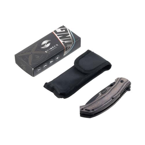 Нож складной Stinger, 120 мм, (чёрный), материал рукояти: дерево/сталь ; - купить подарки с логотипом в Воронеже