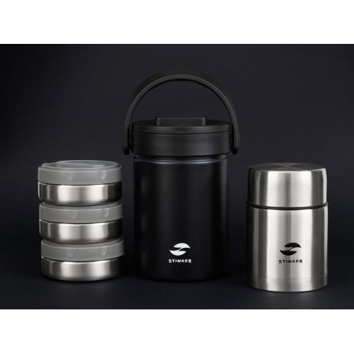 Термос ланч-бокс Stinger, 0,7 л, широкий, нержавеющая сталь, серебристый, 10,8 x 10,8 x 15; - купить именные сувениры в Воронеже
