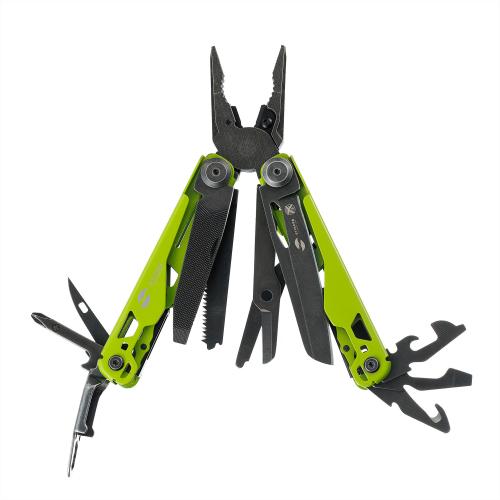 Мультитул Stinger, 107 х 19 мм, 19 функций, сталь, салатовый корпус, стоунвош, в картонной коробке; - купить необычные подарки в Воронеже