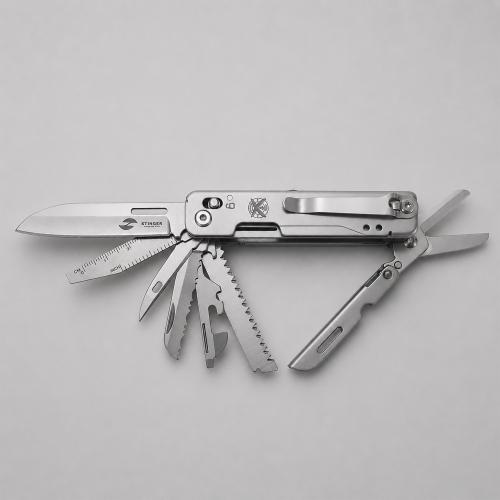 Мультитул Stinger, 92 х 30 мм, 15 функций, нержавеющая сталь, серебристый, в картонной коробке