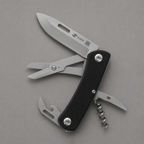 Нож перочинный Stinger, 101 мм, 10 функций, материал рукояти: стеклотекстолит G10 (черный), в картонной коробке