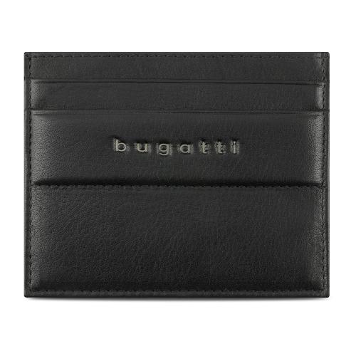 Портмоне для кредитных карт BUGATTI НОМ | NOME, с защитой данных RFID, черное, натуральная воловья кожа, 10,2х0,3х8; - купить необычные подарки в Воронеже
