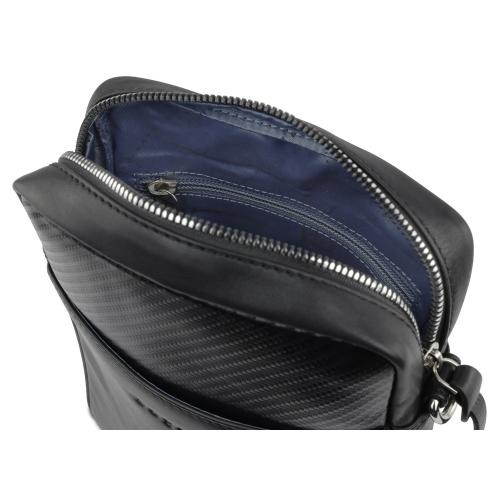 Сумка наплечная мужская BUGATTI КОМЕТА | COMET, чёрная, воловья кожа/полиэстер, 17х4; - купить именные сувениры в Воронеже