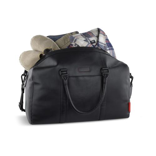 Сумка дорожная BUGATTI КЛАРК | CLARK, чёрная, воловья кожа/полиэстер, 45х20х27,5 см; - купить подарки с логотипом в Воронеже