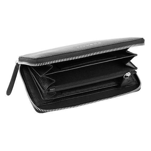 Кошелёк женский BUGATTI ЛИНДА | LINDA, на молнии, чёрный, натуральная воловья кожа, 19,2х2,5х10; - купить необычные подарки в Воронеже