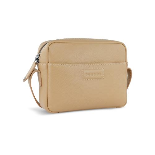 Сумка кросс-боди женская BUGATTI ЭЛЬЗА | ELSA, песочного цвета, воловья кожа/полиэстер, 19х5,5х14 см
