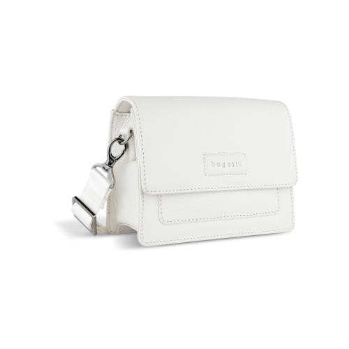 Сумка через плечо женская BUGATTI ЭЛЬЗА | ELSA, белая, воловья кожа/полиэстер, 18,5х8,5х14,5 см