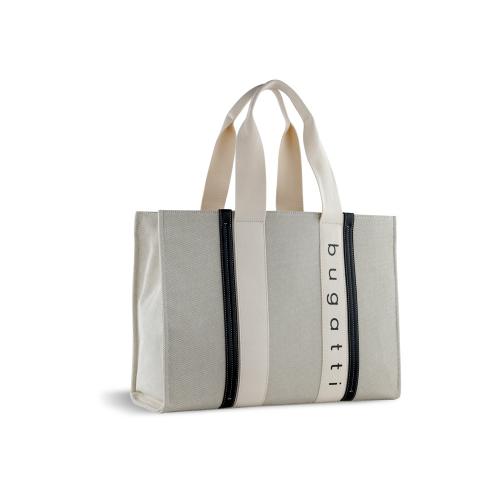 Сумка-тоут женская BUGATTI АМБРА | AMBRA, бежево-черный цвет, хлопок/полиэстер, 45х14х32 см