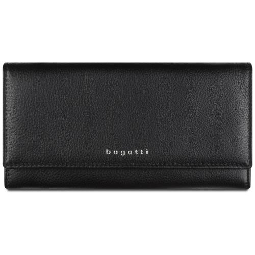 Кошелёк женский BUGATTI СУПЕР ЛЕДИ | LADY TOP, чёрный, натуральная воловья кожа, 20х2,5х10; - купить необычные подарки в Воронеже