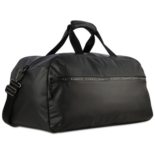 Сумка спортивная BUGATTI БЛАНК | BLANC, чёрная, тарпаулин/полиэстер, 52х26х27,5 см