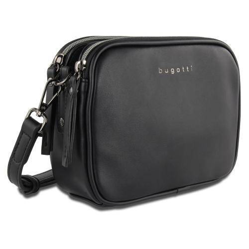 Сумка кросс-боди женская BUGATTI АЛМАТА | ALMATA, чёрная, полиуретан, 21,5х6х15 см