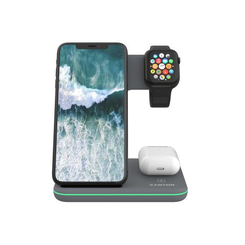 Беспроводное зарядное устройство для гаджетов 3-в-1 с технологией QI Canyon WS-303 ; - купить подарки с логотипом в Воронеже